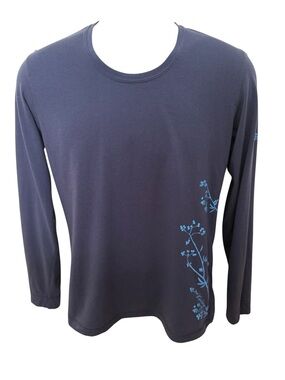 McKinley Floral Navy Long Sleeve Tee Shirt Women M Medium